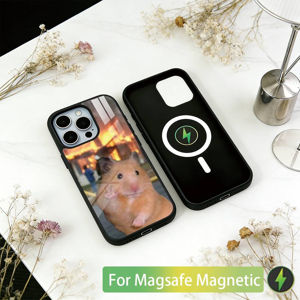 Funny Cute Hamster Phone Case For iPhone17,16,15,14,13,12,11 Plus,Pro Magnetic For Magsafe Wireless Charging