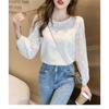 Early autumn long-sleeve lace base shirt for women, spring and autumn wear, 2026 new trendy chiffon top, stylish women's blouse