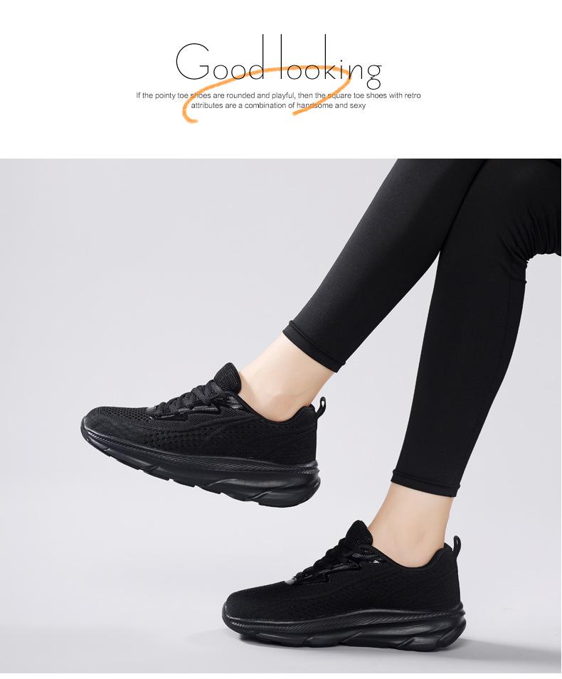 Women's Autumn Flyknit Thick Sole Casual Running Shoes - Breathable Mesh, Large Size, Comfortable Sport Sneakers for Mom