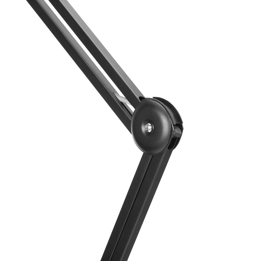 Adjustable microphone arm stand with shock-mounted basket for desk - black