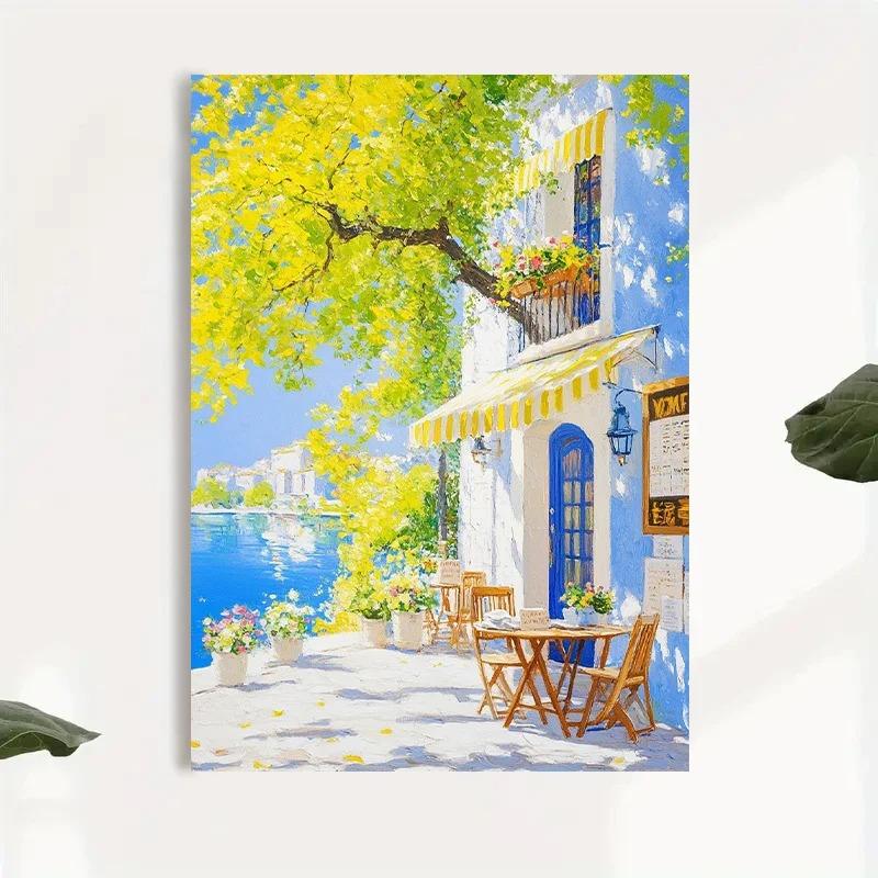 Colorful Coastal Cityscape Wall Art, Seaside Town Canvas Print, Wall Decor Art, Home Decor,Holiday Deco, Perfect Gift