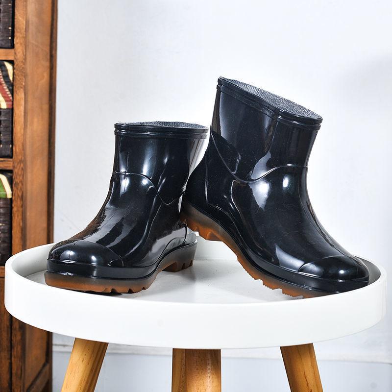 Rain shoes men's short rain boots medium tube high tube rain shoes non-slip waterproof thickened wear-resistant low-top overshoes