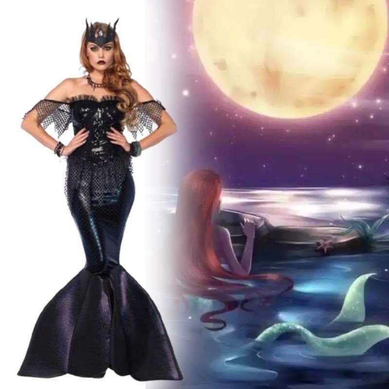 Heißes Filmthema Meerjungfrauen-Prinzessinnenkostüm Langes Kleid für Bühnenauftritt und Rollenspiel