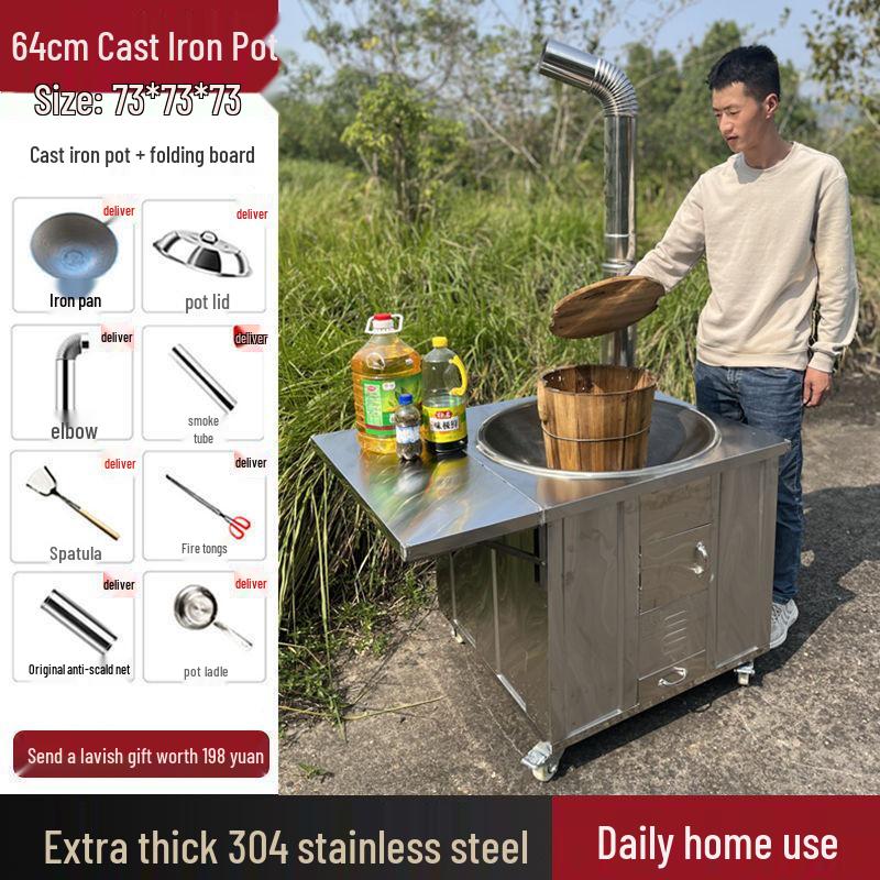 Smoke-Free Stainless Steel Wood-Burning Firewood Stove for Outdoors