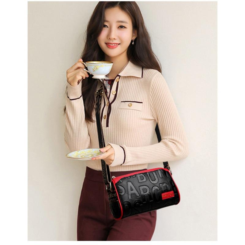 Vintage Embossed Multi Pocket Shoulder Crossbody Bag