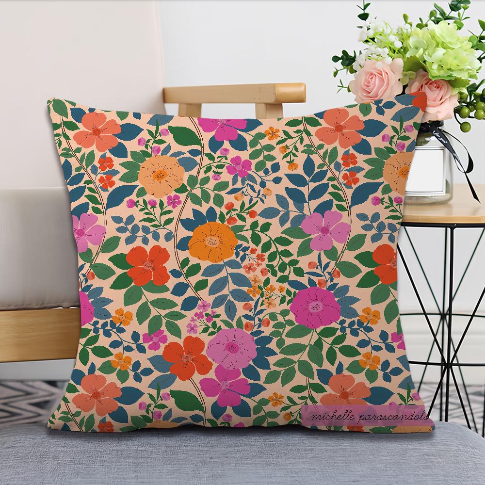 soft Comfortable Pillow Case for Sofa Living Room M-michelle P-parascandolo flowers Home office Decor Protective Covers