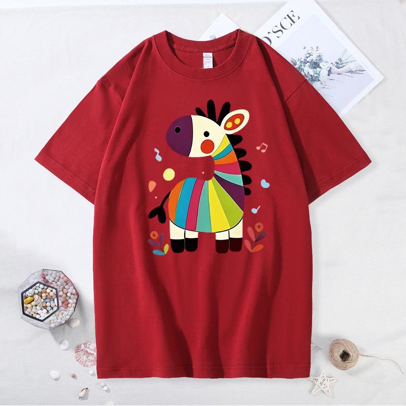Chinese New Year Family T-Shirts: Year of the Horse Red Zodiac Design, Matching for Parent-Child Festive Party.