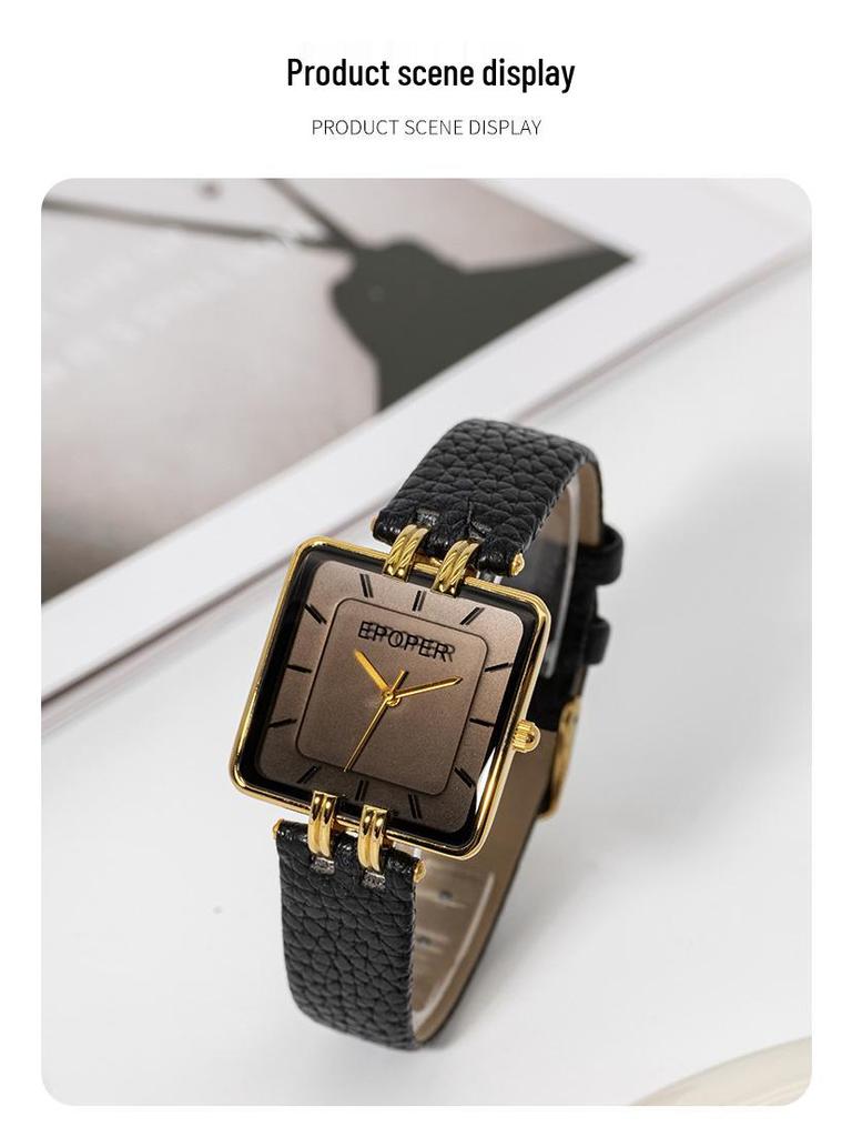 Damski walentynkowy zegarek kwarcowy z dużą tarczą, retro kwadratowy, wodoodporny