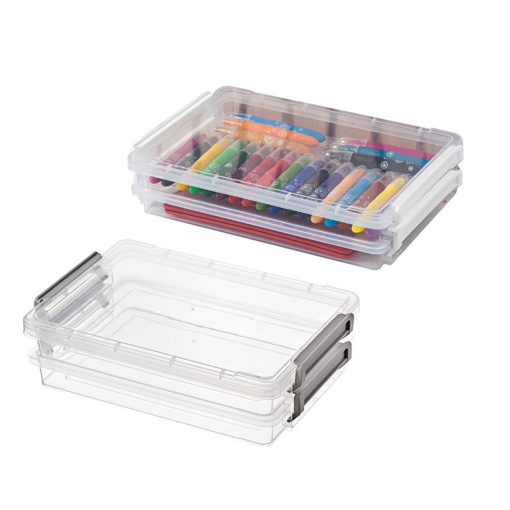 2pcs Plastic Portable File Box Stackable Dustproof Protective Clear  Document Case for Document Ph