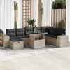 VidaXL Garden Lounge Set 9 Pcs with Light Grey Cushions Wicker 3327962