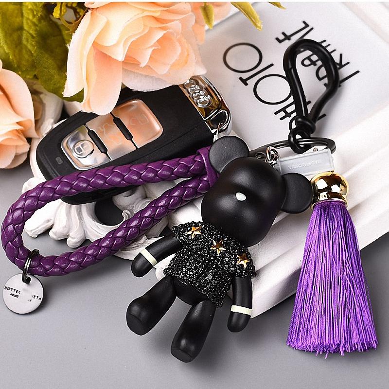Fashion Bomgom Tassels Cartoon Popobe Gloomy Bear Keychain Cute Bag Charm Holder Cartoon Resin Key Chain