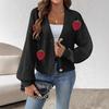 Nowy Jesienno-Zimowy Wełniany Trójwymiarowy Patchworkowy Kardigan Zapinany na Guziki w Słodkim Stylu