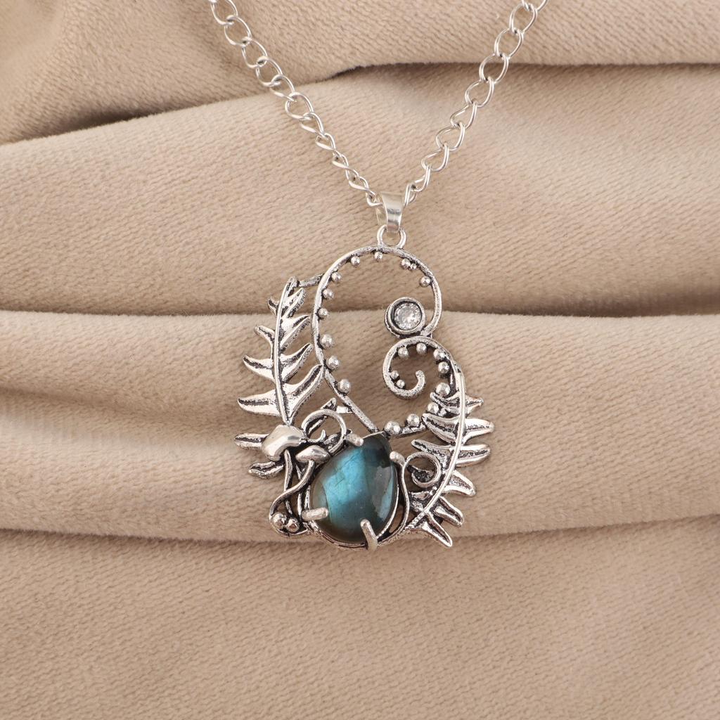 Natural Labradorite Gemstone 925 Sterling Silver Women Jewelry Designer Pendant 1.8" For Girlfriend CP-42-26