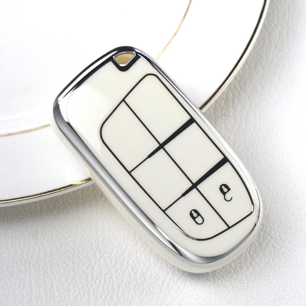 

Чехол для ключей из ТПУ с 2 кнопками, чехол для ключей, держатель для брелока для Jeep Renegade Grand Cherokee Dodge Journey Charger Chrysler 200 300 300C белый
