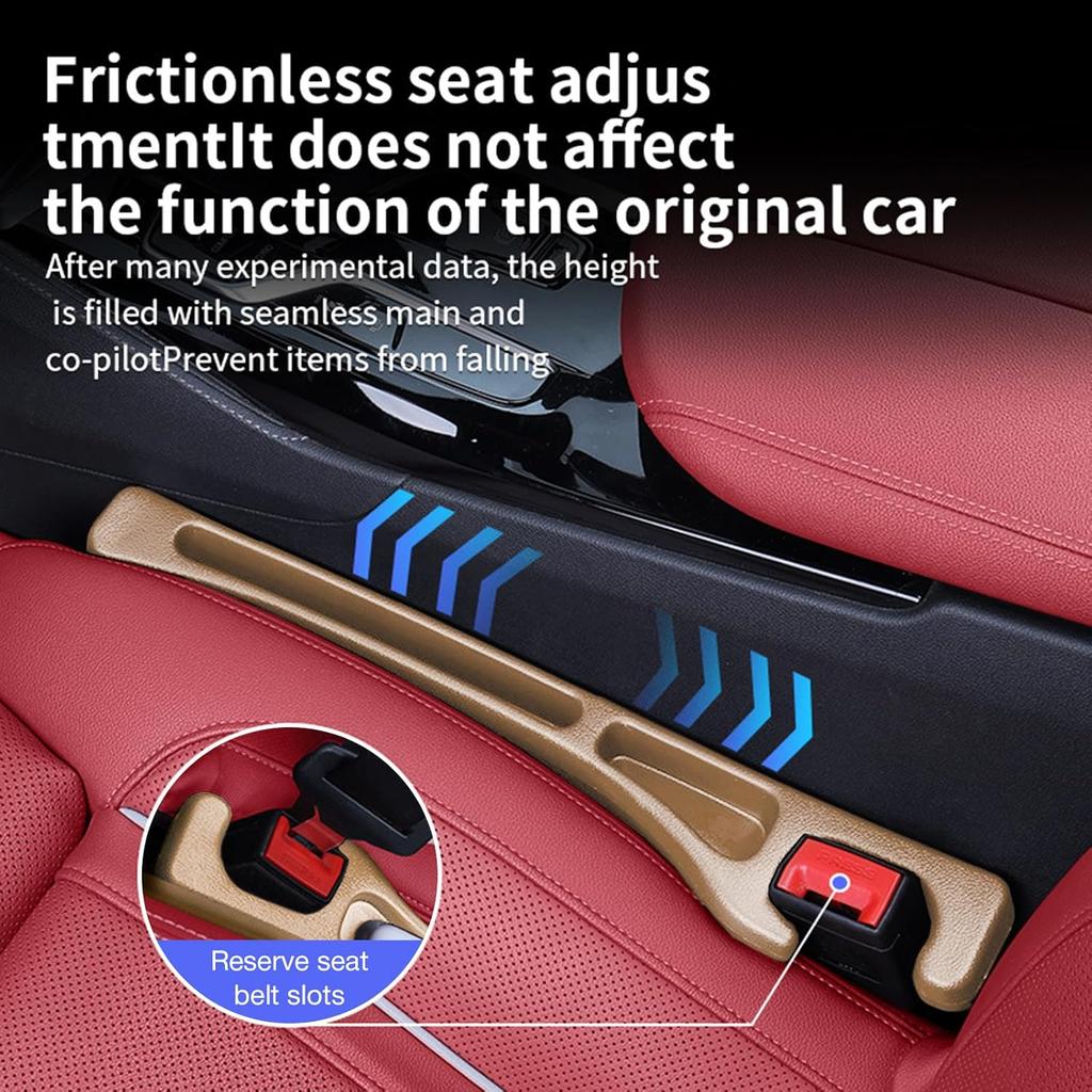Car Seats Gap Filler Dual-Slot Car Seat Gap Organizer – With Belt Slot, Anti-Drop Gap Filler For Cars & SUVs – No More Lost Items, All Within