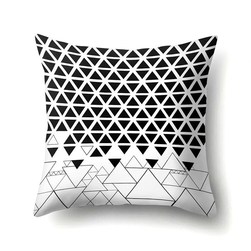 Polyester Pillow Case Car Decoration Home Printed Black and White Geometric Car Cushion Head Cushion Cover