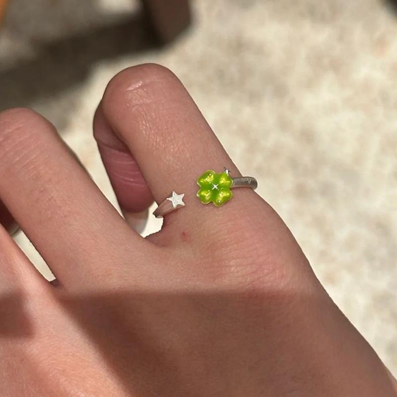 

Кольцо-четырехлистник со звездой в стиле Y2K для женщин, модное геометрическое кольцо-звезда, свадебное, вечернее, подарок A2