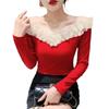 Fabric Long Sleeve Off Shoulder Top For Elegant Office Wear