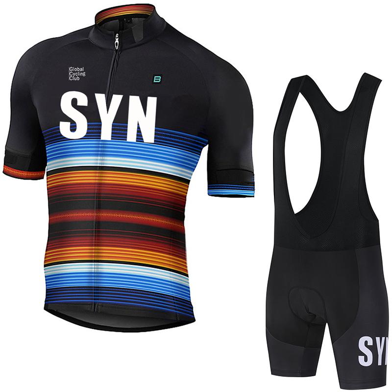 

2026 SYN Cycling Sports Shirt Short Set Men s Cycling Top Cycling Shorts Road Cycling Jersey Cycling Bib Sponge Cushion Shorts S червоний