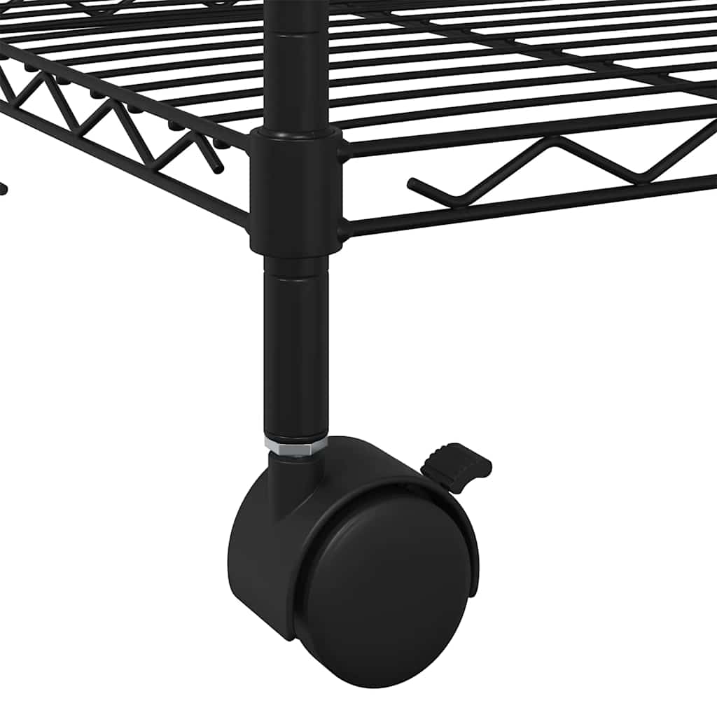 Storage Shelving Unit with 3 Shelves and Casters 60 x 35 x 81 cm Black 150 kg Capacity
