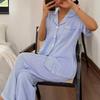 Best-selling Women's Striped Printed Pajama Set, Long-sleeve Long Pants, Faux Cotton Lapel Cardigan, Loungewear