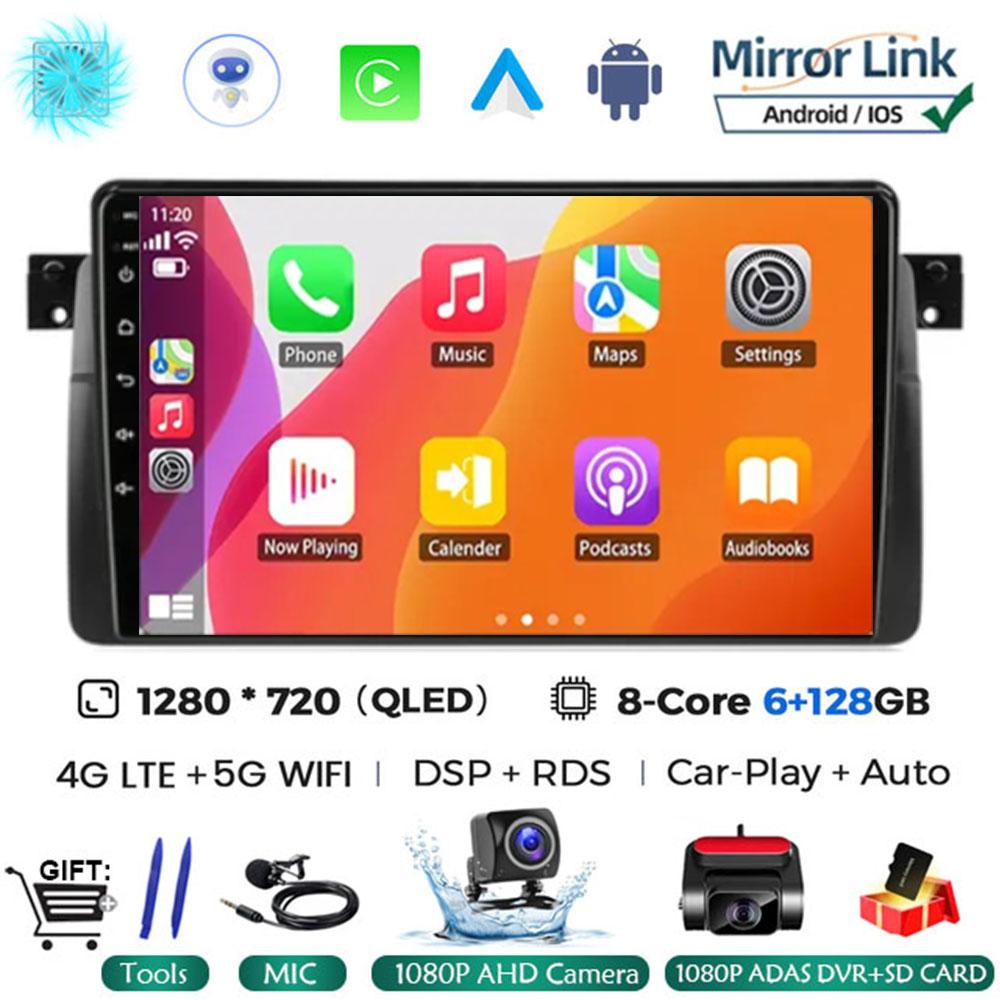 Android 14 Carplay WIFI+4G For BMW E46 M3 1998-2006  Car Radio Multimedia Video Playor Stereo GPS DPS Head Unit 360 Camera BT