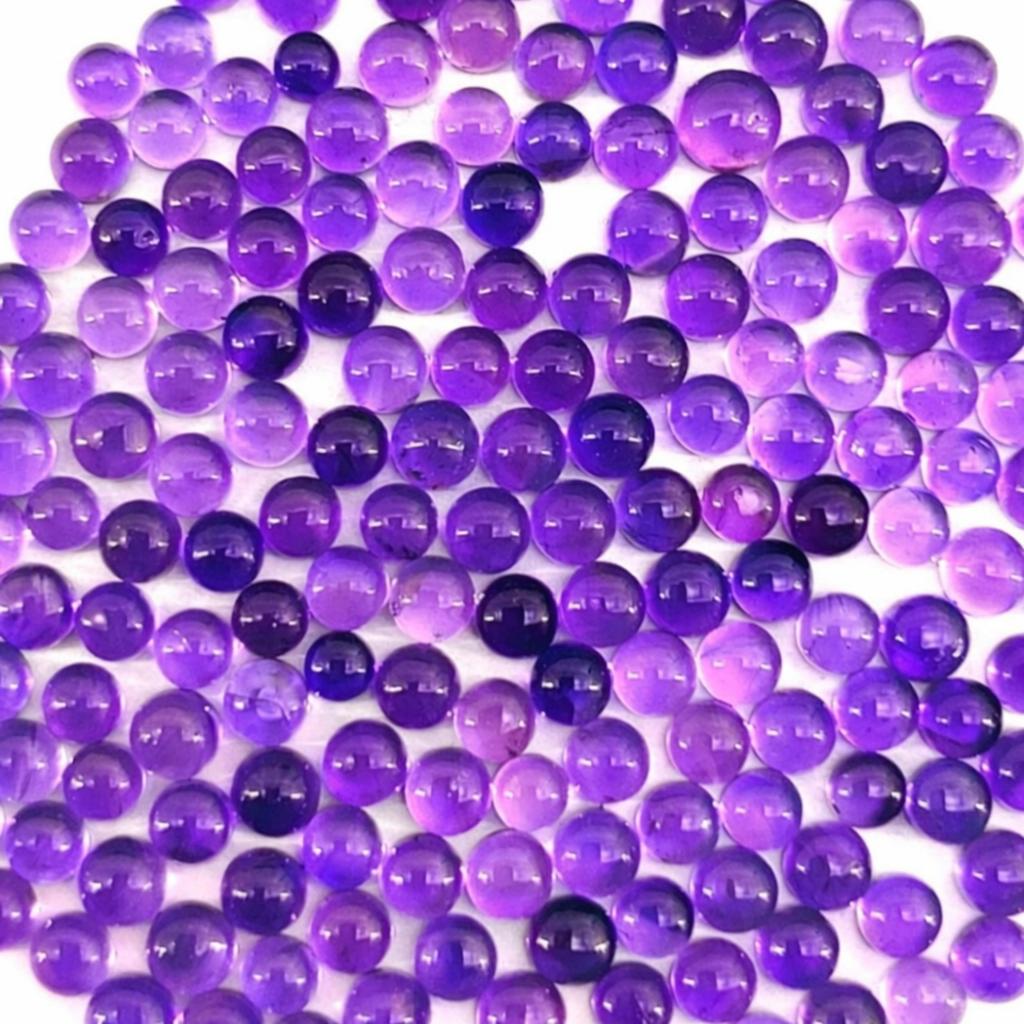 4x4mm Round Amethyst Cabochon Lot, Natural Amethyst Gemstone Cabochons for Jewelry Making, Small Crystal Cabochon Supplies