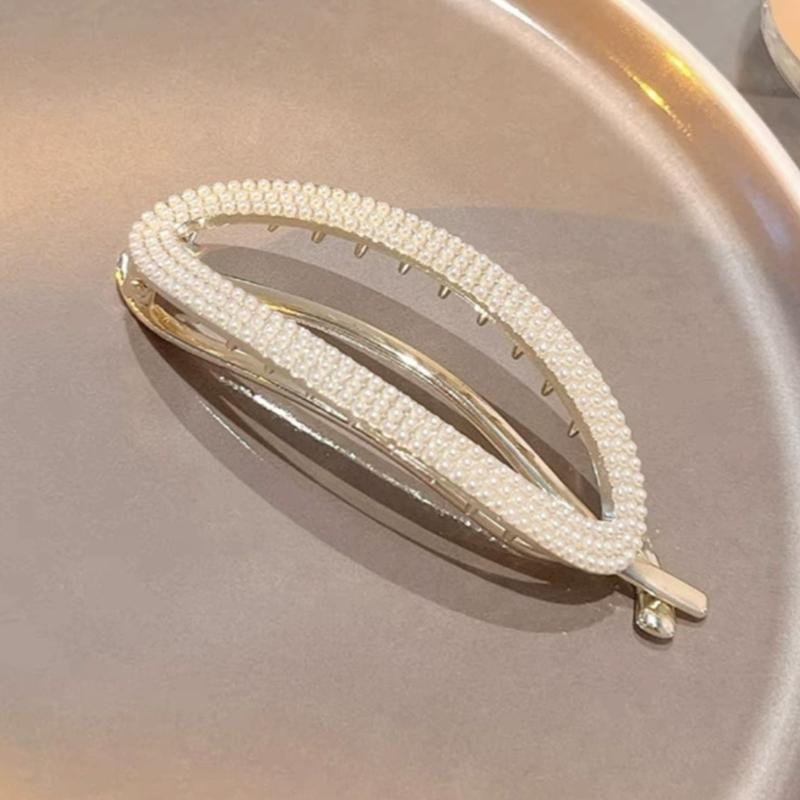 Rhinestones Banana Hair Barrettes Slip Resistant Grip For Women Girls High Ponytail Styling Accessories