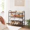 SONGMICS 4-Tier Shoe Rack, Stackable Shoe Storage Organiser, Hold up to 16 Pairs, Steel, 68.5 x 27.5 x 65 cm, for High Heels, Trainers, Slippers