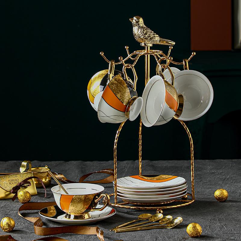 Retro Ceramic Coffee Cup, High-End Niche Light Luxury, High-End Exquisite Bone China Afternoon Tea Tea Set