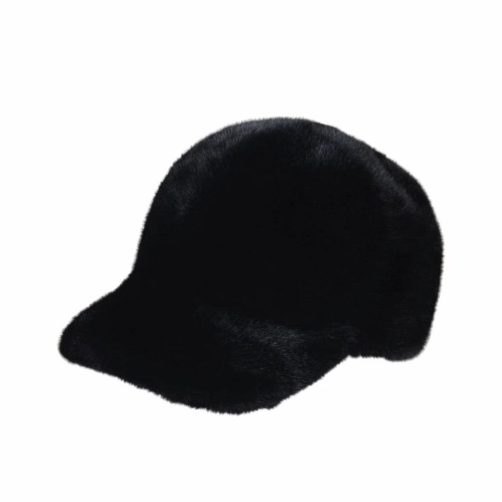 Solid Color Faux Fur Duckbill Hat Thickened Warm Plush Hat Casual Fluffy Baseball Hat Outdoor