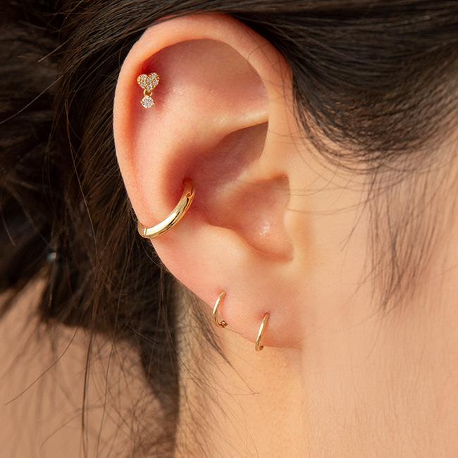 Lunne 14K Heart Cubic Drop Piercing (14K Gold) #W07