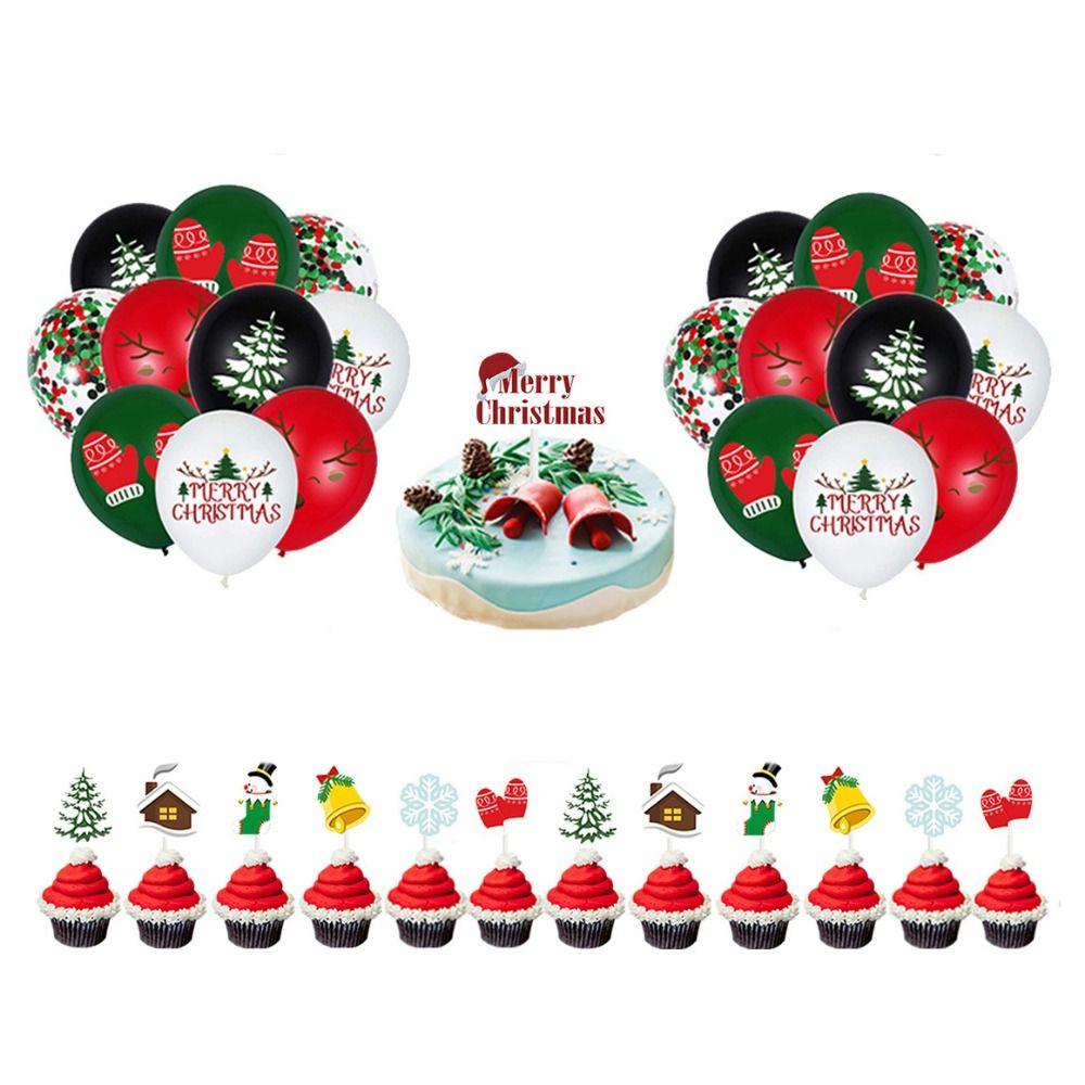 Cartoon Christmas Balloon Flag Decoration Christmas Tree Xmas Cake Flag  New Year