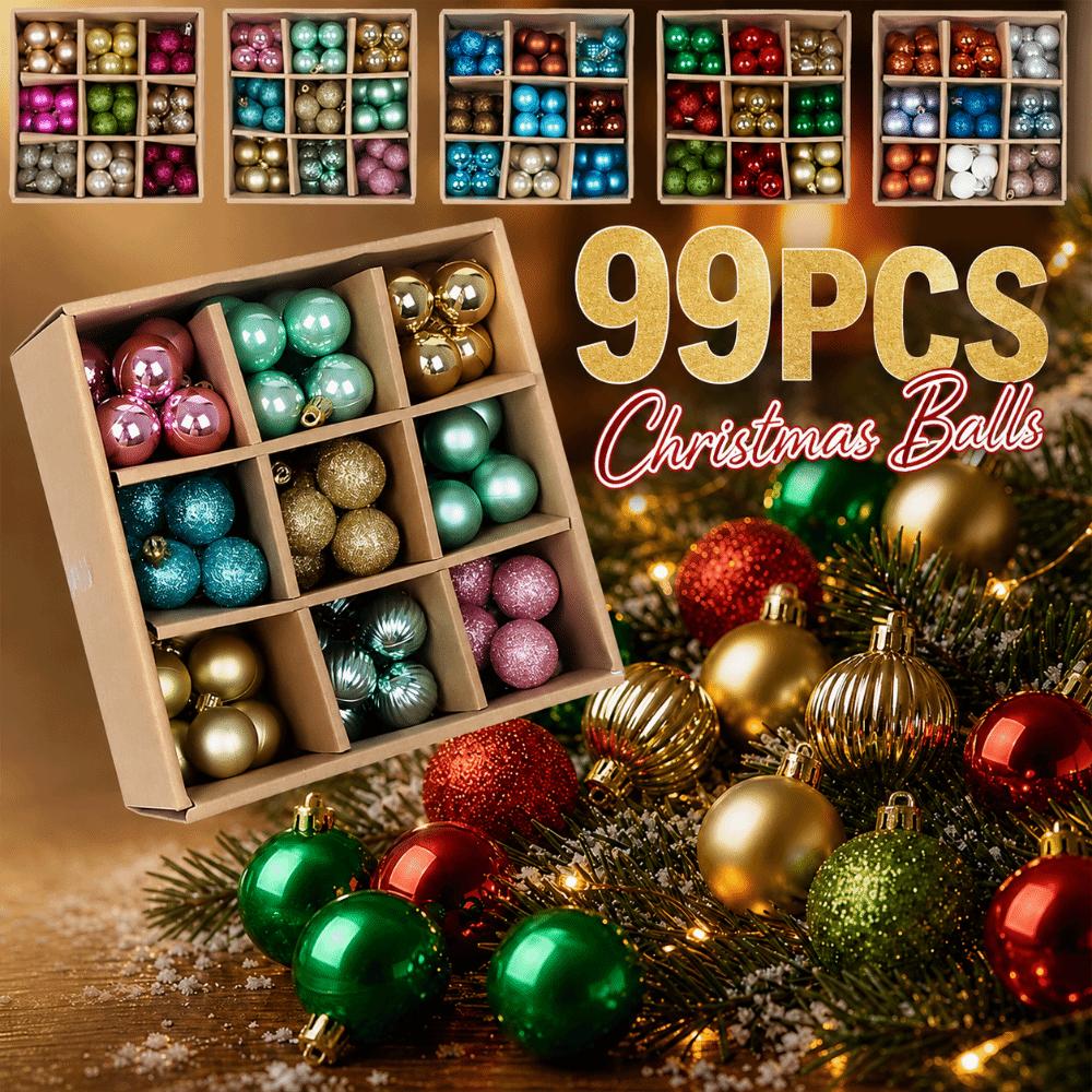 99PCS Dia.3cm Christmas Ball Set Mixed Color Assorted Christmas Decorations  New Year