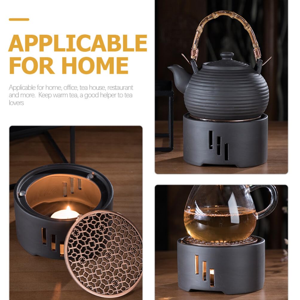 GANAZONO Tea Warmer with Candle Stand, Heat-Resistant, Stainless Steel, 115mm Diameter, Perfect for Tea, Black Tea, and Coffee, Perfect Gift