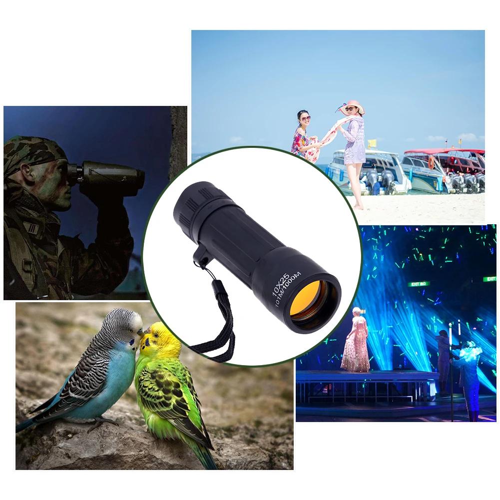 10x25 Outdoor Telescope Night Vision Mini Hd Monocular Adjustable Focal Length With Cleaning Cloth For Bird Watching Tourism