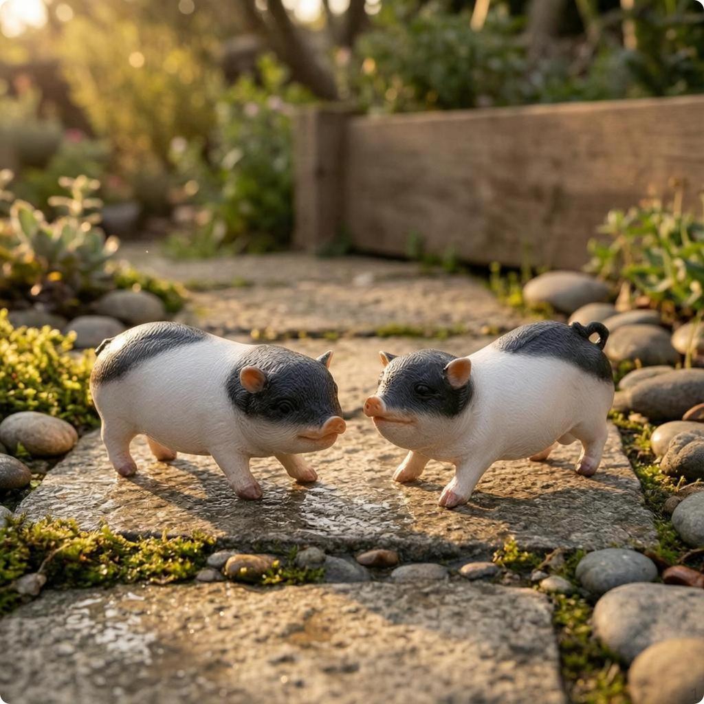 Pig Figurine Resin Ornament Realistic Animal Sculpture for Garden, Courtyard, Window