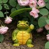 Outdoor Yard Decor 3Pcs/Set Mini Animal Statues, Frog Elephant And Turtle Figurines with Leaf Hand Painted Resin Crafts Umbrella, Miniature