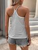 European and American Y2K Style Striped Backless Camisole Top