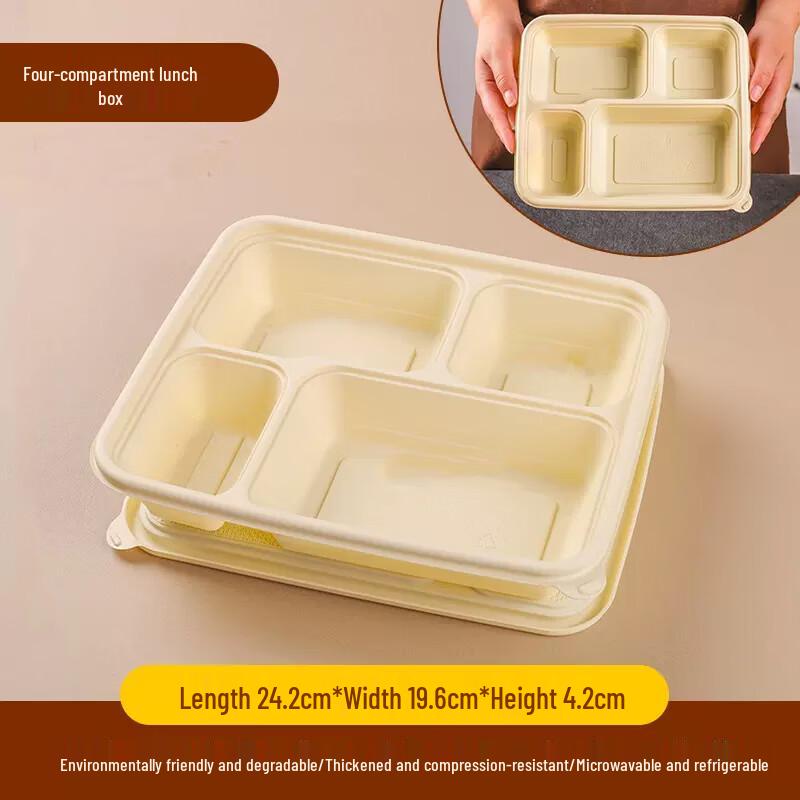 Degradable 4-Compartment Lunch Boxes with Lids
