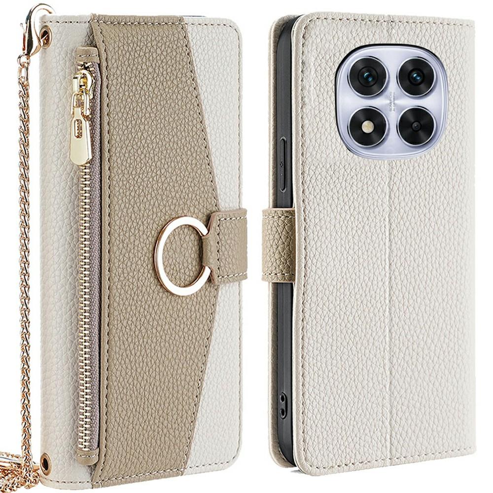 Lommeboketui til Xiaomi Redmi Note 14 Pro 5G/14 Pro+ 5G/Poco X7 5G Deksel i skinn med speil/kjede-skulderstropp