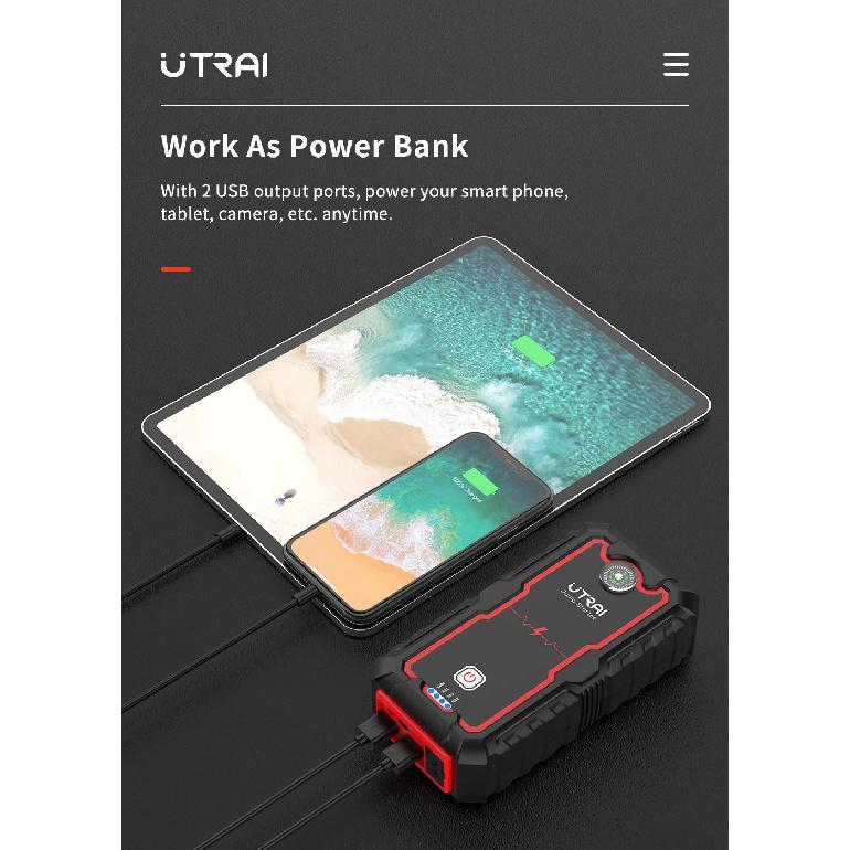 UTRAI Power Bank 2000A Jump Starter Portable Charger Car Booster 12V Auto Starting Device Emergency Car Battery Starter