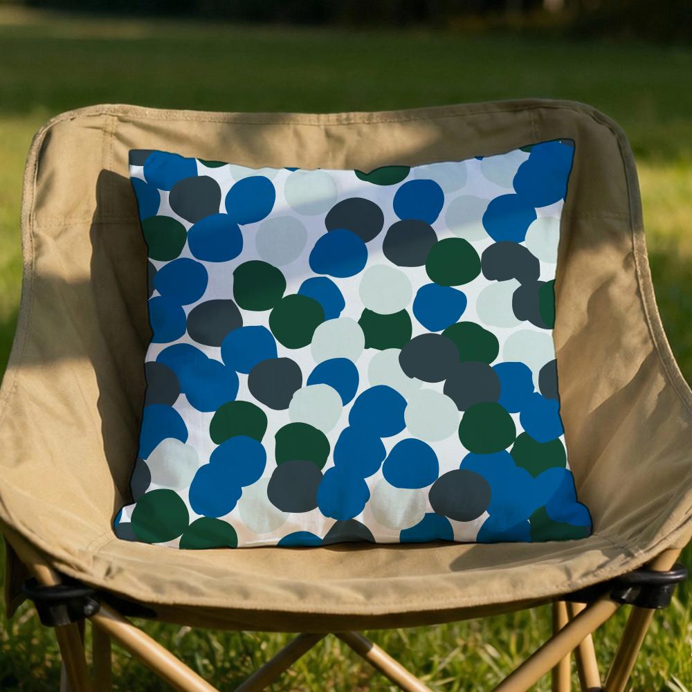 Blue Green Block Print Cushion Cover Soft Reversible Durable Pillow Cover MultiScene Use for Home Car Daily Comfort