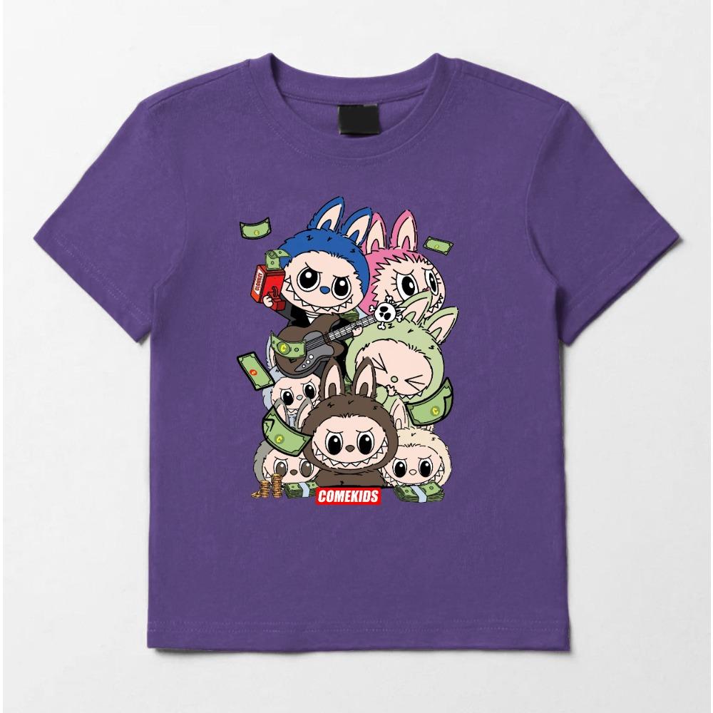 2025 Horký výprodej Labubu tričko pro muže a ženy stejné roztomilé potištěné top dětské kreslené s krátkým rukávem 100-160 cm