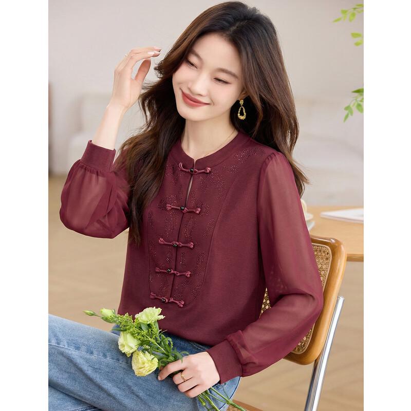 

National Style Retro Disc Button Blouse L