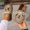 Boho Beaded Fringe Lace-Up Penny Loafers for Women , Tassel Loafers, Ladies Loafers