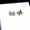 Korean Fashion Zirconia Bow Earrings for Women: Exquisite Silver Dangle Studs, Perfect for a Stylish Look and Internet Celebrity Appeal