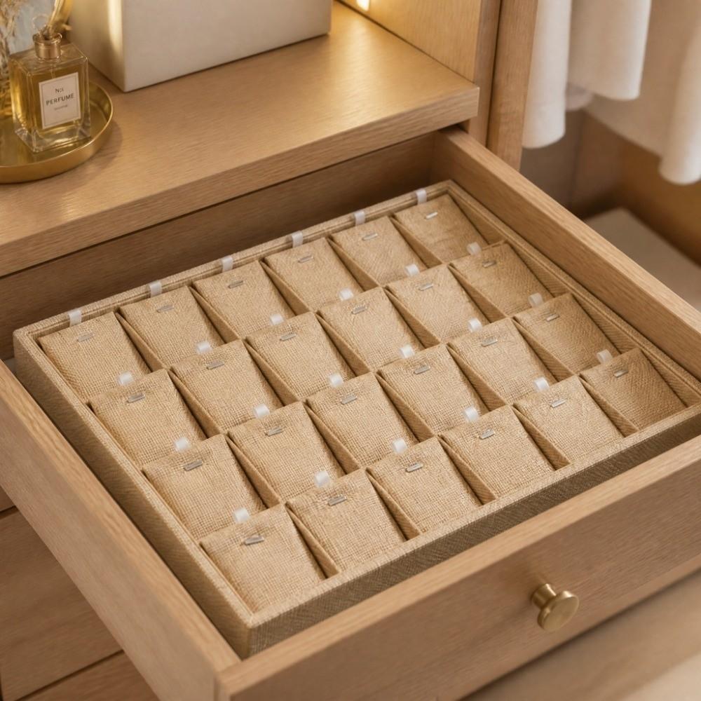 2 Pcs 24 Slots Jewelry Display Tray MDF Base Jewelry Showcase Jewelry Storage Case  For Pendants