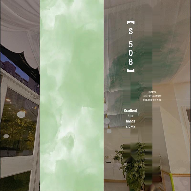 Chinese Ancient-Style Gradient Green Gauze Curtain for Ceiling Decor and Weddings