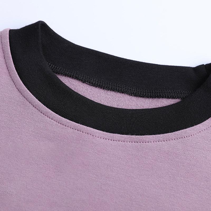EUDOLAH Sweatshirt Femme Col Rond Manches Longues Y2K Décontracté Avec Poches - Confort Et Style